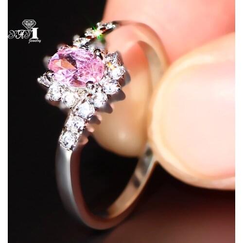 YaYI Jewelry Fashion Princess Cut 2.4 CT Pink Zircon Silver Color Engagement Rings wedding Rings Party Rings