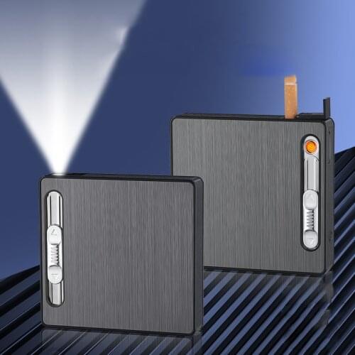 20PCS Recharge USB Lighters Metal Aluminum Alloy Cigarette case / Box Smoke Cigarette Lighter Gadgets For Men