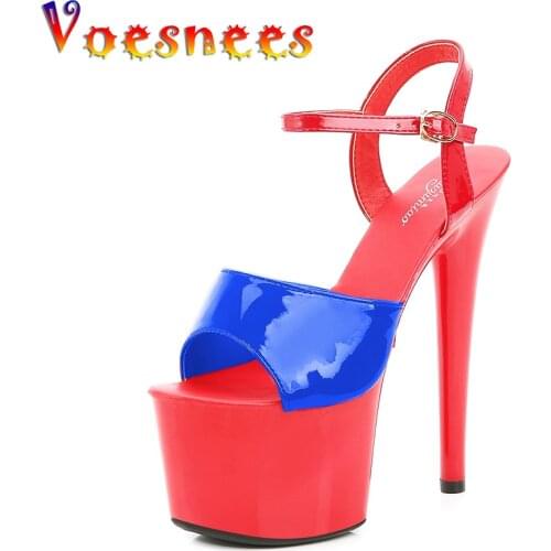 Voesnees Women Sandals Sexy Show Platform Striper High Heels Fashion Shoes 13 15 17 CM Girls Shoe for Party Club Pole Dance Shoe