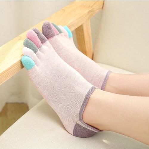 Womens socks cotton five finger solid color five toe socks short deodorant toe socks and toe socks