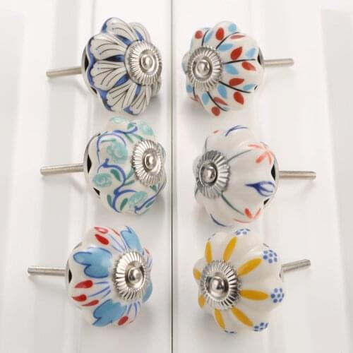 1Pcs 40mm Ceramic Knobs Dresser Knob Colorful Cabinet Pulls Knobs Blue Unique Kitchen Door Handle Knob Furniture Hardware
