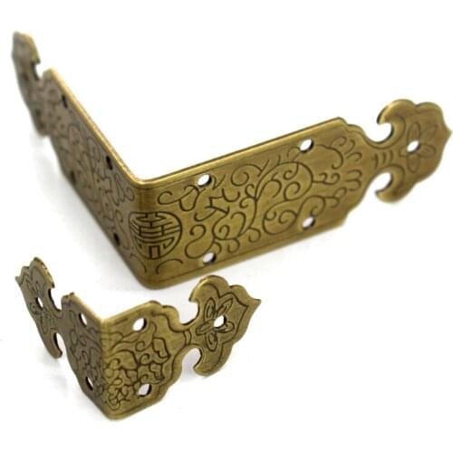 10 pcs Antique Chinese Brass Corner Bracket Furniture Desk Cabinet Jewelry Box Wooden Case Decorative Hardware Part