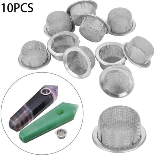 10Pieces Stainless Steel Smoking Pipe Filter Screen Exquisite Crystal Cap Pipes Filter Mesh Household Tobacco Herb Accessories