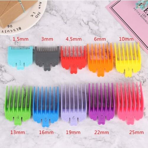 10pcs 1.5mm-25mm Barber Shop Styling Comb Sets Clipper Hair Limit Comb Trimmer Attachment Guide Comb NEW