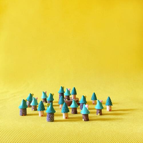 18 pcs/miniatures blue cottage/tiny house castle/shabby /cute/ fairy garden/gnome/moss terrarium home decor/crafts