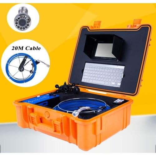 20M Pipe Sewer Drain Camera, with Keyboard Input DVR 4500mAh Pipeline Inspection Industrial Endoscope 7" Monitor