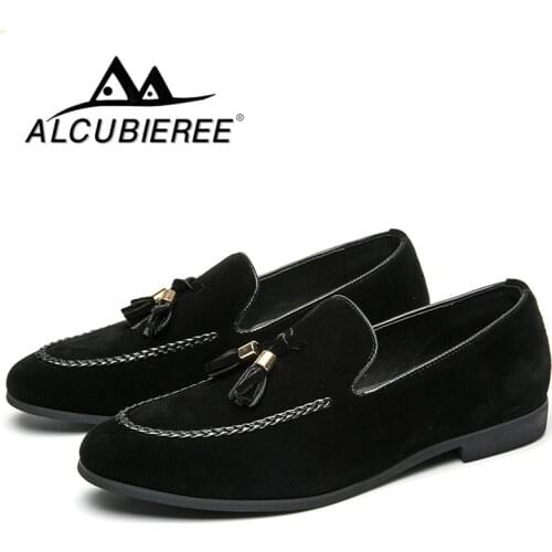 ALCUBIEREE Autumn Mens Flats Boat Shoes Stylish Tassel Daily Loafers Comfortable Cow Suede Moccasins Male Casual Walk Footwear