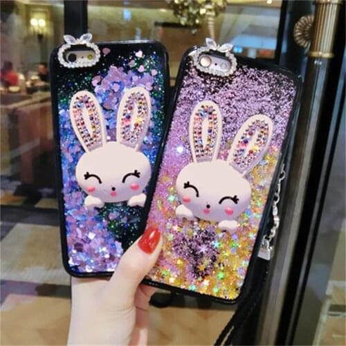 Luxury Liquid Quicksand Cute Rabbit Phone Case for iPhone 12 mini 12 Pro MAX 11 Pro MAX XR XS MAX 6 7 8Plus Fashion Phone Cover