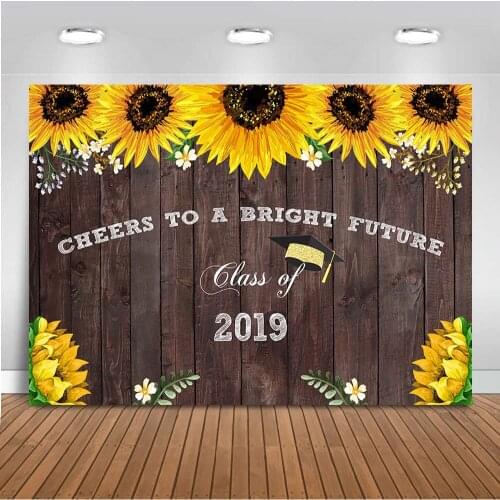 Neoback Class of 2019 Cheers Graduation Backdrop for Photography Studio Sunflower Background Sunflower Background for Photo Prop