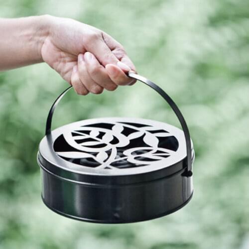 Living room mosquito-repellent incense burner Aromatherapy plate metal box for pests incense with cover easy-carry anti-fire box