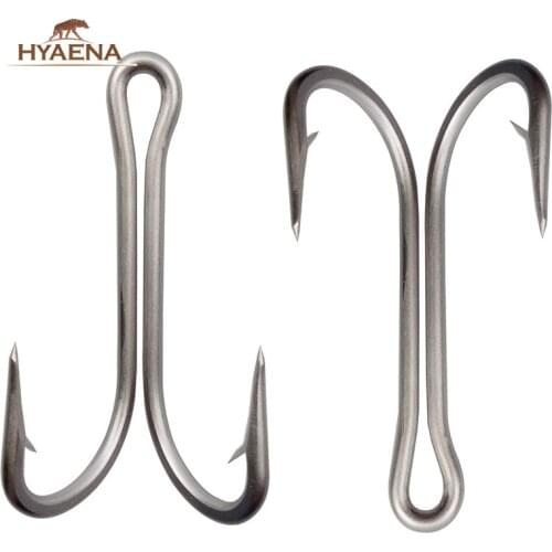 Hyaena 50pcs 7982 Big Double Fishing Hooks Double Bait Stainless Steel Fishhooks For Carp Fishing 4/0-10/0