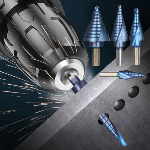 KKmoon Step Drill Spiral Groove Triangular Shank Stepped Drill Set Multi Diameter Drill Bits for Sheet Metal Steel Hole Drilling