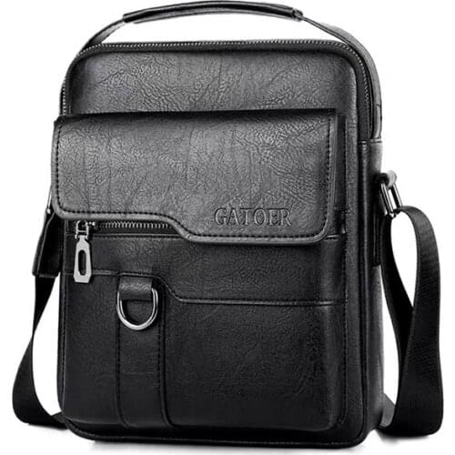 10 Inch Black PU Leather Classic Men Bag Vintage Style Casual Men Messenger Bags Male Cross Body Shoulder Business Bags For Men