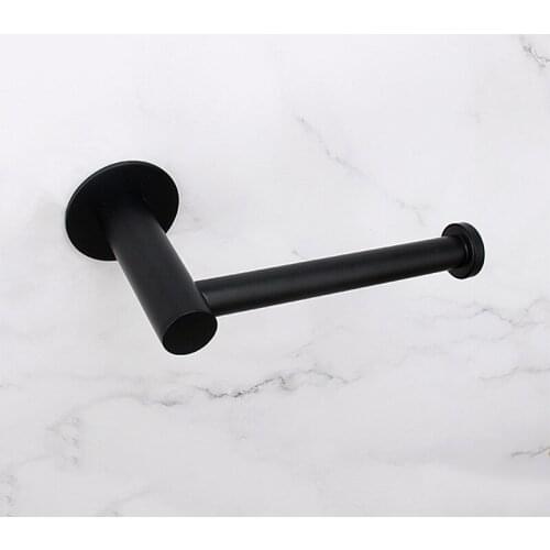Adhesive Toilet Paper Holder 304 Stainless Steel WC Roll Rack Black Decorative Bathroom Paper Holder Tissue Hanging Free Nail