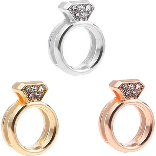 2Pcs/Lot New Arrival Beautiful Wedding Ring Slide Charm Beads fit 10mm Mesh Bracelets DIY Fashion Brand Jewelry Gfit For Women