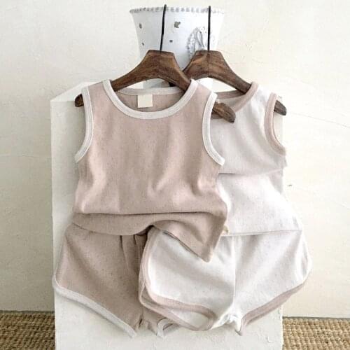 Boys Children Clothing Sets Baby Girls Sets 2021 Summer Pure Color Vest + Shorts Suits Clothes Baby Newborn Kids Bodysuit 0-3 Y