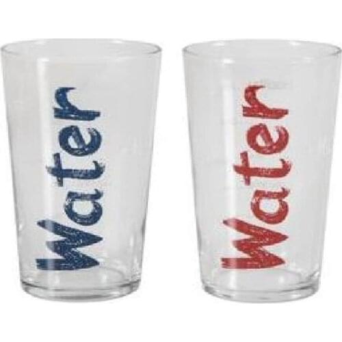 Concept Water Glass 570 Ml 2 Piece Set Blue Red Water Written Home Decoration Big Glass Cup
