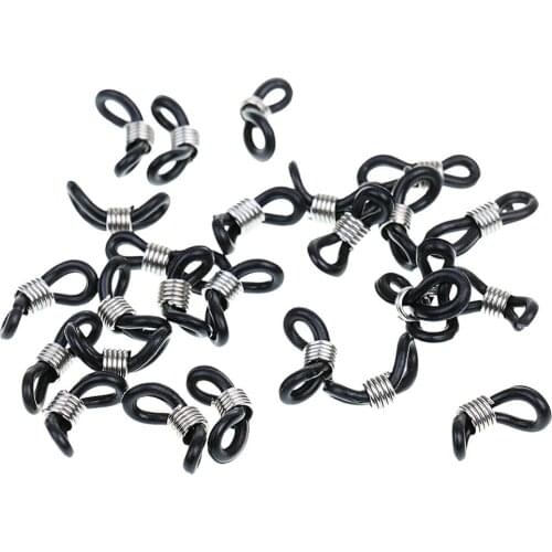 20pcs Black Rubber Loop End Connectors Antiskid Ring for Glasses Chain Holder Eyewear Accessories