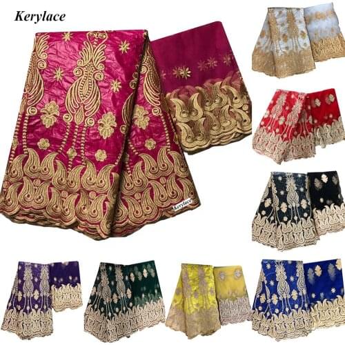 Royal Blue Bazin Riche Getzner High Quality Swiss Voile Cotton Lace In Embroidery Yellow Design Party KRL-9555