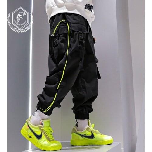 Men Loose Safari Style Pants Fashion Harem Jogger Pants Pockets Ankle-Length Hip Hop Pants