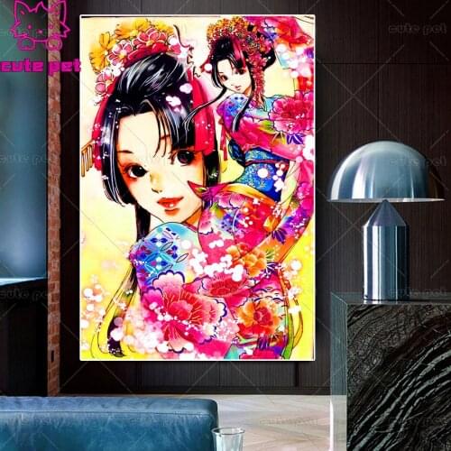 New diamond embroidery mosaic Japanese Geisha Woman diamond paintings full square round drill stitch cross rhinestone decor art