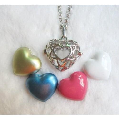 Newest design hollow heart locket necklace Mexican music pregnancy belly ball necklace