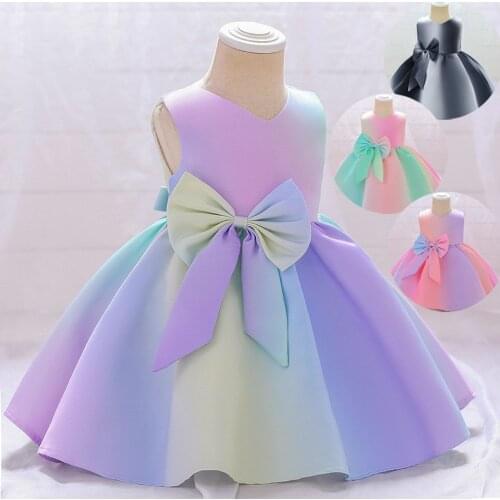 2021 New Fashion Baby Girl Dresses Princess Clothing Cute Children Party Cotton Flower Children Bow Sleeveless Sweet Dress 1-5Y