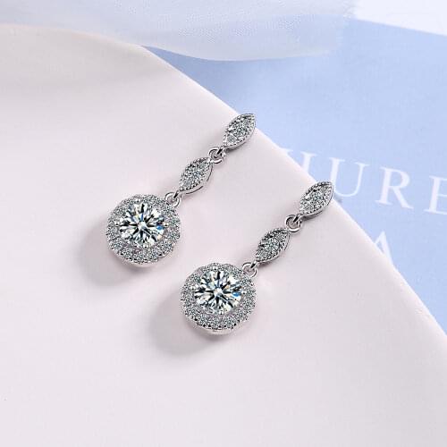 Wholesale Luxury 925 Sterling Silver Zircon Earrings Water Earring Fashion Women Wedding Jewelry Engagement Gift
