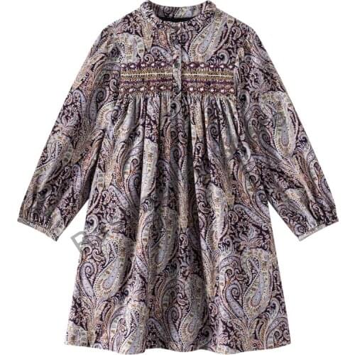 Pre-sale September 26th Girls Smocked Dress BP Liberty Multicolored Dress For Fall Long Sleeves