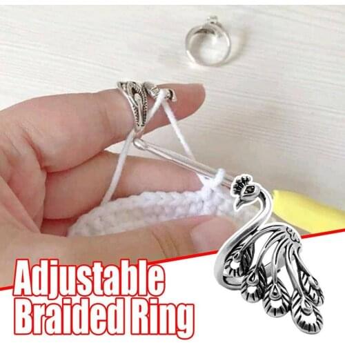 New Adjustable Knitting Loop Crochet Loop Knitting Tool Knitting Ring Adjust Finger Wear Thimble Yarn Guides Knitted Sewing Ring