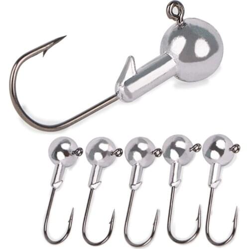 POETRYYI 5pcs/lot Exposed Lead Jig Head 1g-21g Barbed Hook Soft Lure Jigging Worm Shad Hook Fishing Hooks Accessories