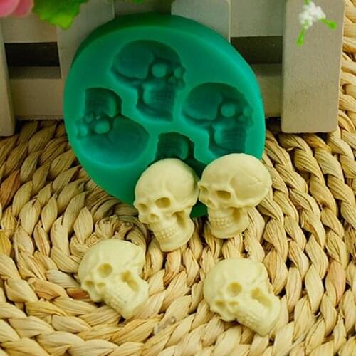 1pcs Patisserie reposteria Mini Halloween Skull Silicone Soap Mold Fondant Cake Decor Pastry Mould cozinha Cooking Tools gateau
