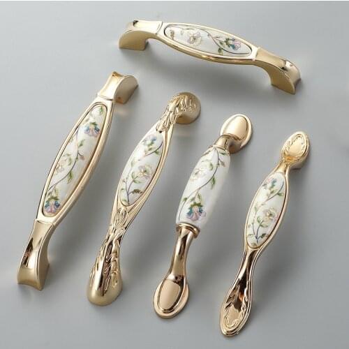 Modern Antique Ceramic Cabinet Handles Chinese Vintage Drawer Knobs Wardrobe Door Handles European Furniture Handle Hardware