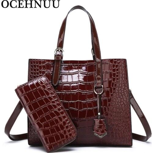 OCEHNUU Shoulder PU Leather Bags For Women 2020 Luxury Women Purses And Handbags Crossbody Hand Bag Set Handtassen Dames Black