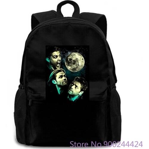 Supernatural Full Moon , Dean Winchester Sam Castiel Punk Harajuku Unicorn Brand women men backpack laptop travel school