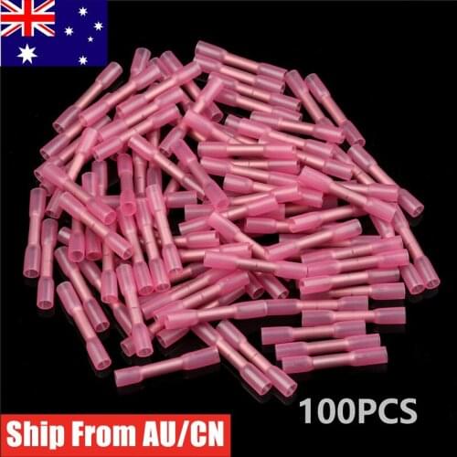 100PCS Heat Shrink Butt Terminals Insulated Electrical Wire Connectors Cable Crimping Terminals Connector 22-16 AWG 0.5-1.5mm2