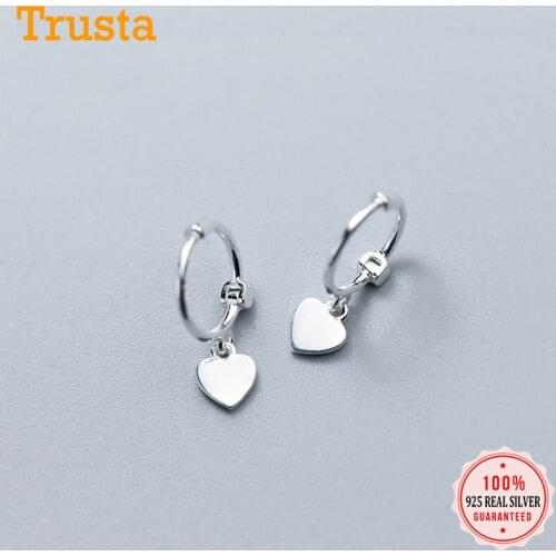 TrustDavis Real 925 Sterling Silver Earrings Women Fashion Heart/Star Small Love Stud Ear Clip Jewelry Gift for Teen Girls DS904