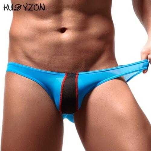 Hot Men Briefs Ice Silk Sexy Underwear U Conve Pouch Underpants Breathable Thin Underwear Confortable Low Waist Male Panties