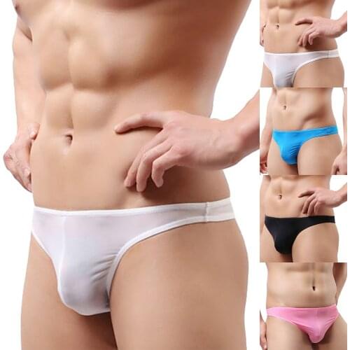 Mens Underwear Fashion Ice Silk Panties Triangular Briefs Sexy Breathable Thong Underpants Quick Dry Cotton Gay Sexy underwear