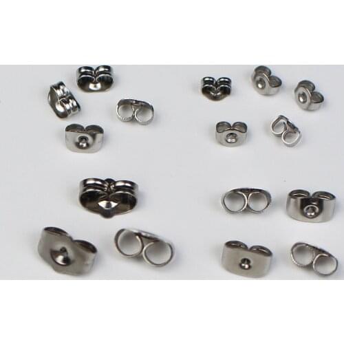 100pcs/lot Stainless Steel Earring Back Plugs Earring Settings Base Ear Studs Back Earring Stopper DIY Jewelry Making Findings