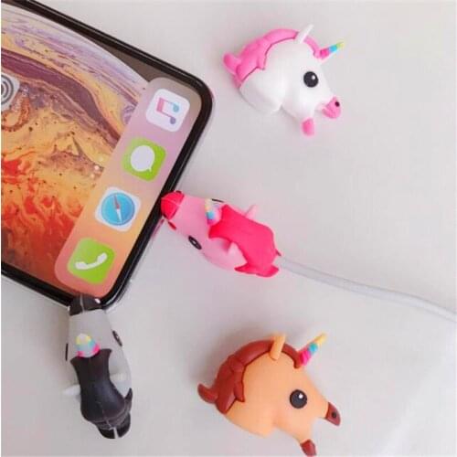 Cable Bite Cartoon Unicorn Cable Protector Wire Winder Data Line Cord For Iphone USB Charging Protective Cover Winder Organizer