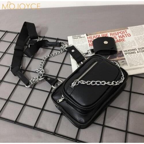 Fashion Street Style Women PU Leather Solid Color Shoulder Crossbody Messenger Bag Casual Ladies Chain Multi Layers Mini Handbag