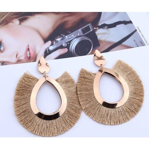 LEADERBEADS Womens Gold Water Drop Tassel Dangle Drop Earrings Girls Ethnic Big Fringe Long Dangle Earrings Pendientes Jewelry