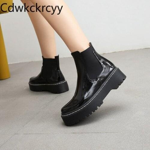 Winter The New fashion British style Thick bottom Martin boots black gray Red wine Round head Handsome High heels Women boots