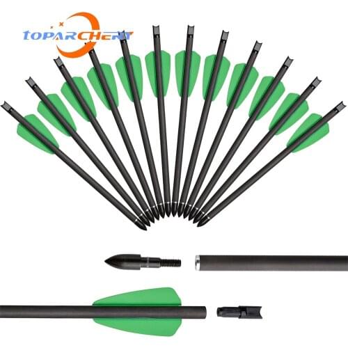 6/12/24 Green 7.5 Inch Pure Carbon Crossbow Arrow Hunting Bow And Arrow Archery Small Bolt Steel Arrow Archery Accessories