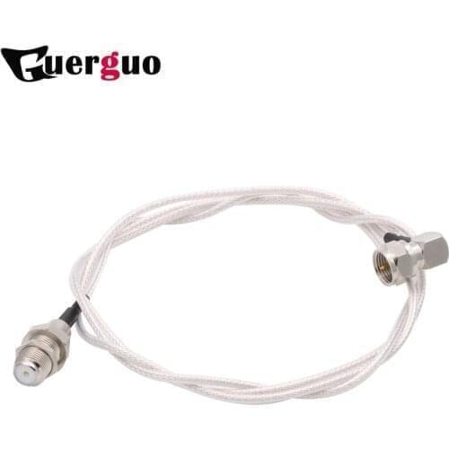 10PCS Customized F Female Pigtail Cable Adapter F Male Right Angle switch for TV Signal 1m RG316 Transparent White RF Cable