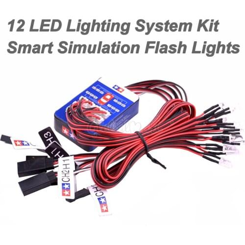 12 LED Lighting Kit Steering Brake Simulation Flash Light for 1/10 Scale Models RC Car Yokomo Tamiya HSP HPI AXIAL RC4WD Traxxas