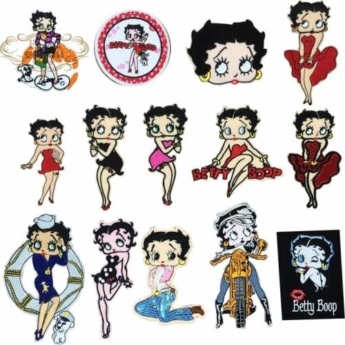 14pcs/lot betty iron on sew on patches for clothing girls patch husky set kids children