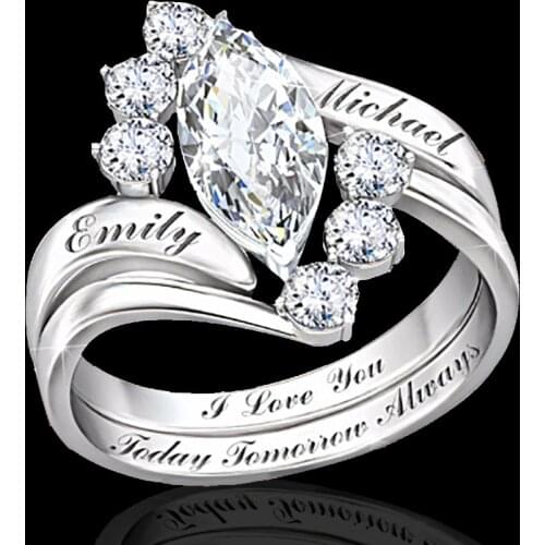 2 Pcs/Set Fashion Geometric Inlaid Round Oval Crystal Zircon Female Ring for Women Party Wedding Jewelry Accessories