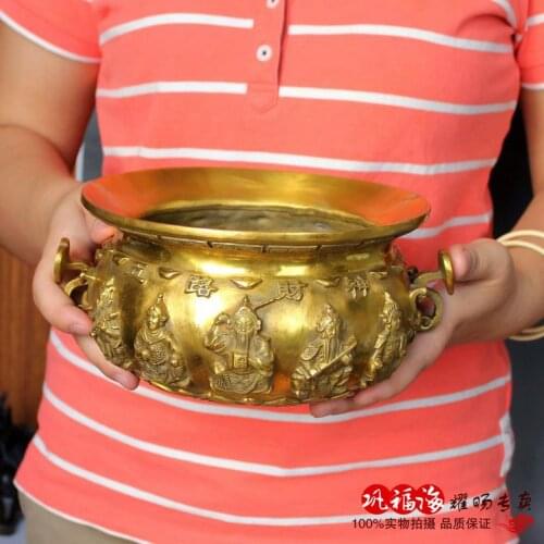2020 home LIVING ROOM FENG SHUI-efficacious Mascot Money Drawing lucky cornucopia treasure bowl Brass statue Decoration